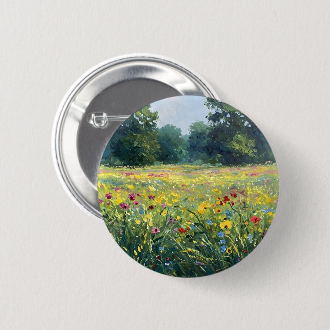 Flowered field 6 cm round badge (Front & Back)