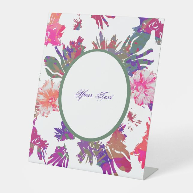 Flowered Framed Design Pedestal Sign (Front)