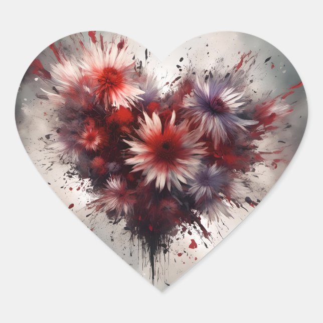 Flowered Heart Sticker (Front)