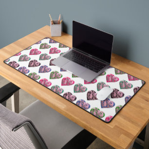 Flowered Hearts Desk Mat