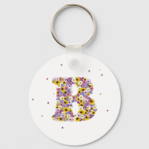Flowered monogram 'B' Key Ring