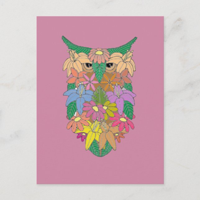 Flowered Owl Postcard (Front)