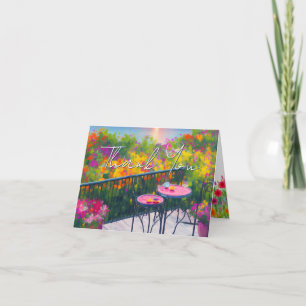 Flowered Patio By The Sea Thank You Card