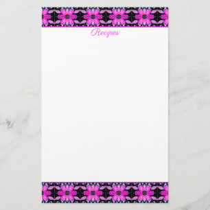 Flowered Patterned Recipe Sheets Stationery