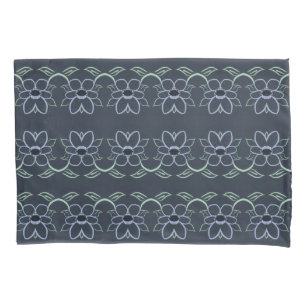 Flowered Pillow Cases in Navy Blue
