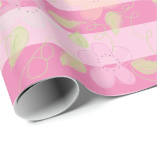 Flowered Pink Happy Birthday Designer Gift-Wrap Wrapping Paper