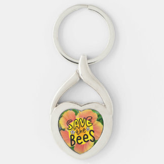Flowered "Save The Bees" Key Ring
