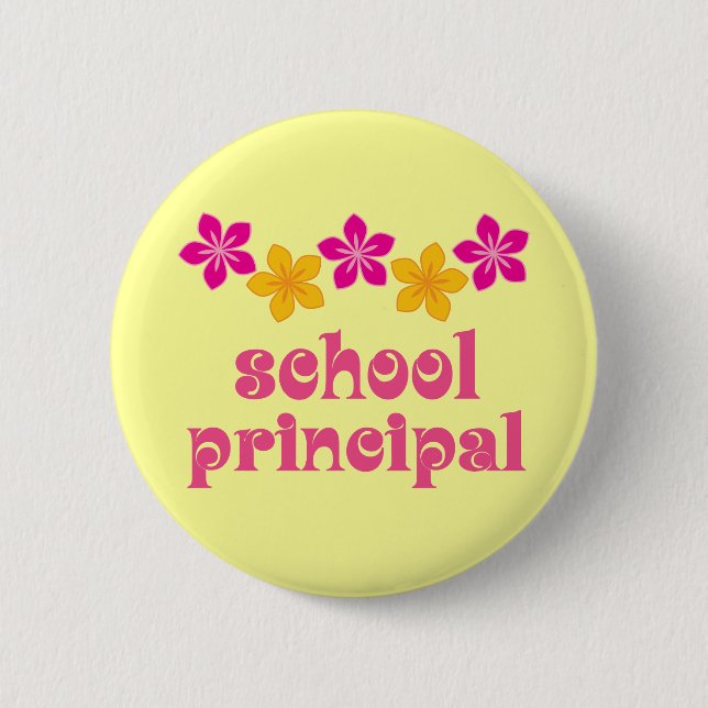 Flowered School Principal 6 Cm Round Badge (Front)