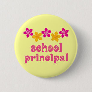 Flowered School Principal 6 Cm Round Badge