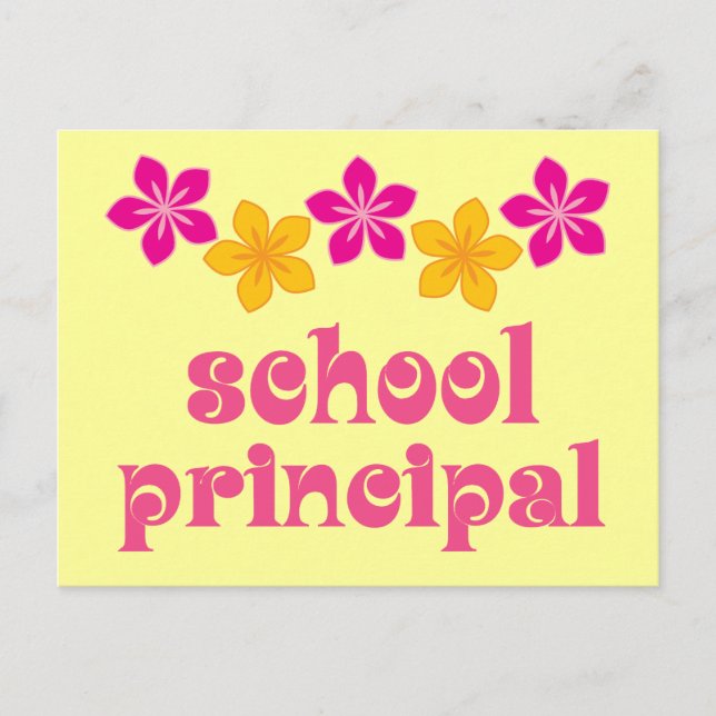 Flowered School Principal Postcard (Front)