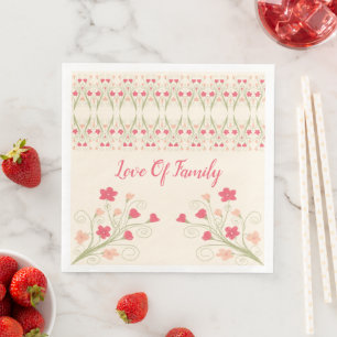Flowered With Pink Peach and Green Napkin