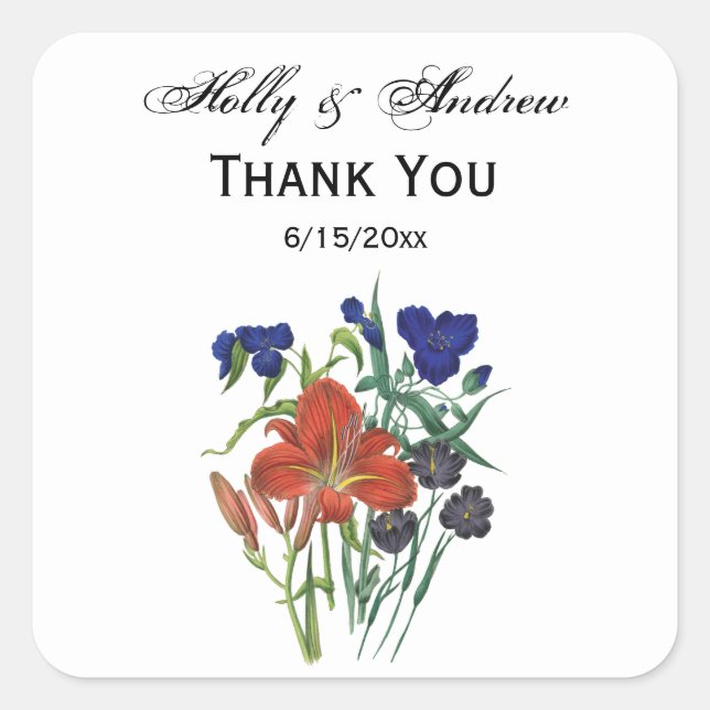 FlowereFlowers - NavyBlue - TRANS - Fl8878 - 024 Square Sticker (Front)