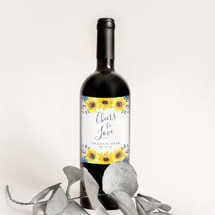 Flowerfields "Cheers to Love" Personalised Wedding Wine Label