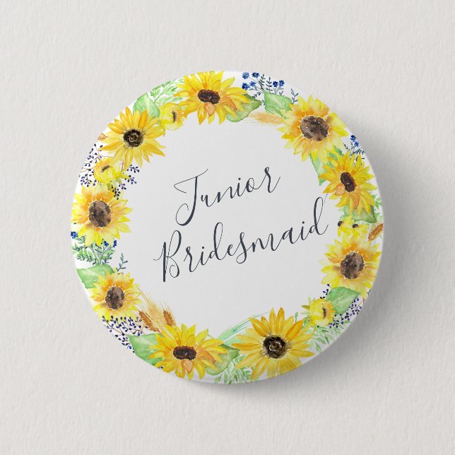 Flowerfields Junior Bridesmaid 6 Cm Round Badge (Front)