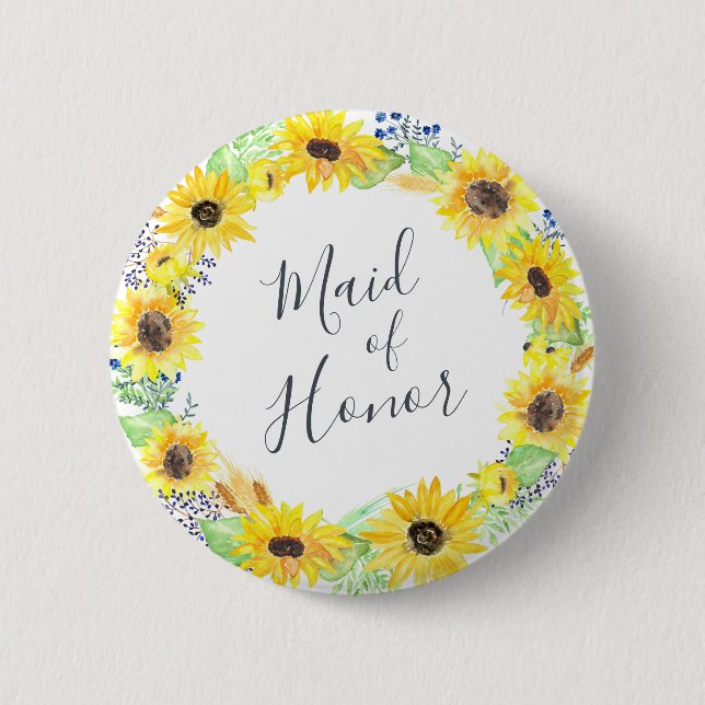 Flowerfields Maid of Honour 6 Cm Round Badge (Front)