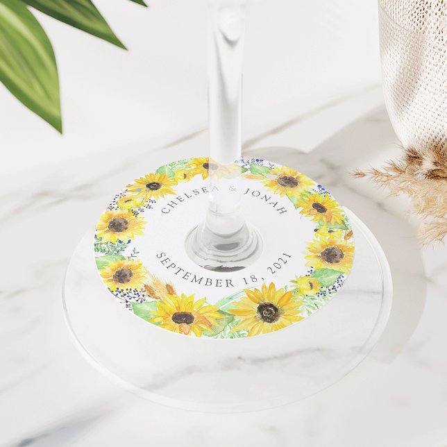 Flowerfields Personalised Wedding Wine Glass Tag (Creator Uploaded)