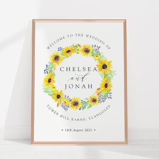 Flowerfields | Sunflower Wreath Wedding Welcome Poster