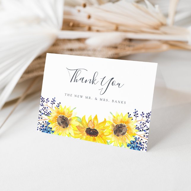 Flowerfields | Watercolor Sunflower Thank You Card (Creator Uploaded)