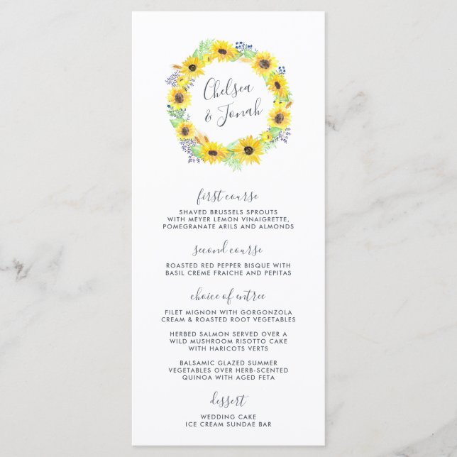 Flowerfields Wedding Menu Card (Front)
