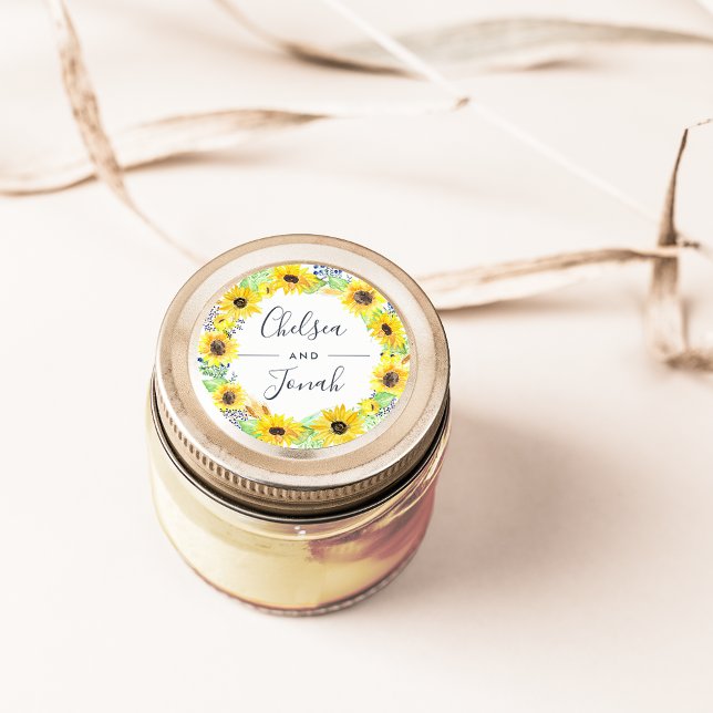 Flowerfields Wreath Wedding Classic Round Sticker (Creator Uploaded)