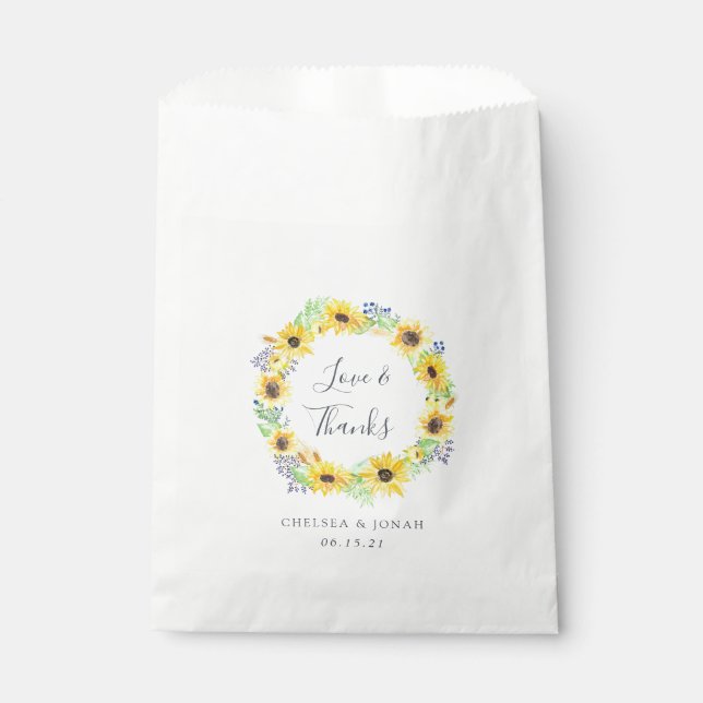Flowerfields Wreath Wedding Thank You Favour Bag (Front)