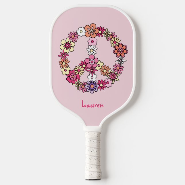 Flowerful Peace Sign Pickleball Paddle (Front)