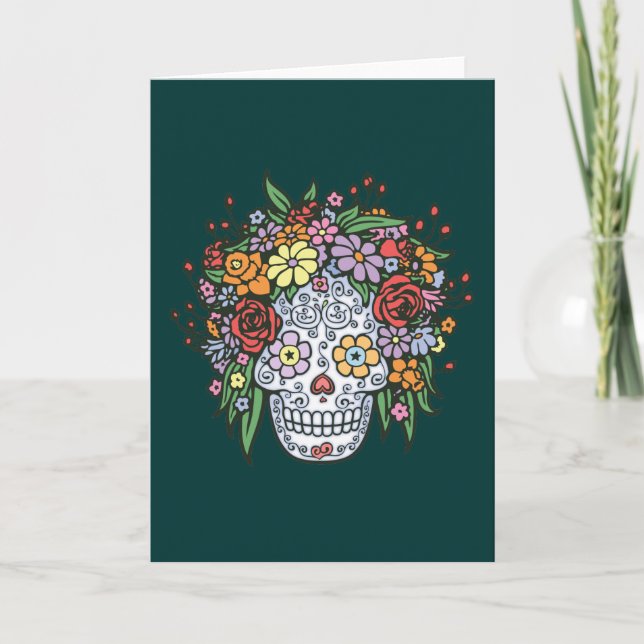 Flowerhair Sugar Skull Card (Front)