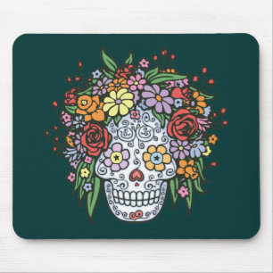 Flowerhair Sugar Skull Mouse Pad