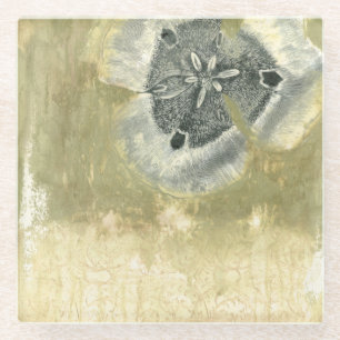 Flowerhead Abstract with Glazed Texture Glass Coaster