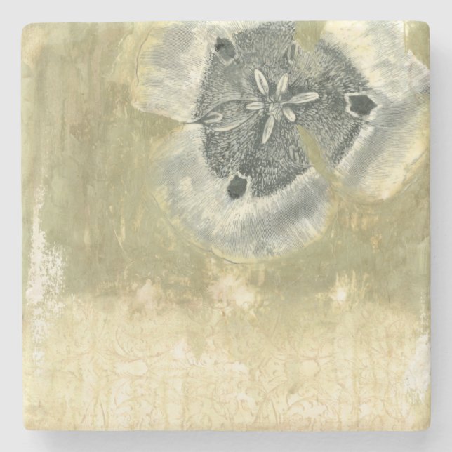 Flowerhead Abstract with Glazed Texture Stone Coaster (Front)