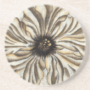 Flowerhead Fresco on Tan Background Coaster