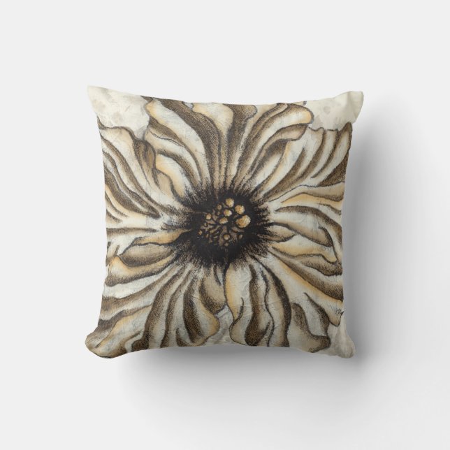 Flowerhead Fresco on Tan Background Cushion (Front)