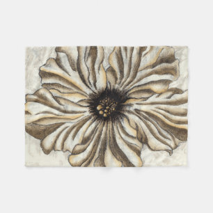 Flowerhead Fresco on Tan Background Fleece Blanket