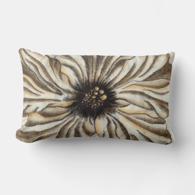 Flowerhead Fresco on Tan Background Lumbar Cushion (Front)