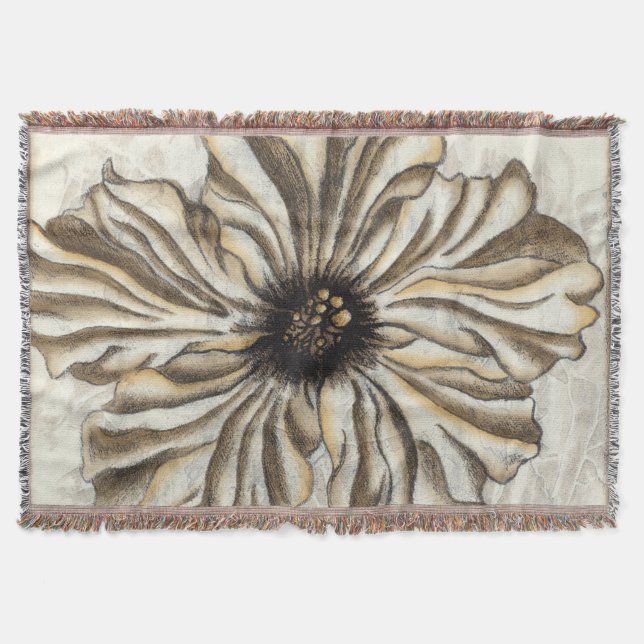 Flowerhead Fresco on Tan Background Throw Blanket (Front)