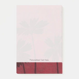 Flowerhead Silhouettes on Crimson Background Post-it Notes