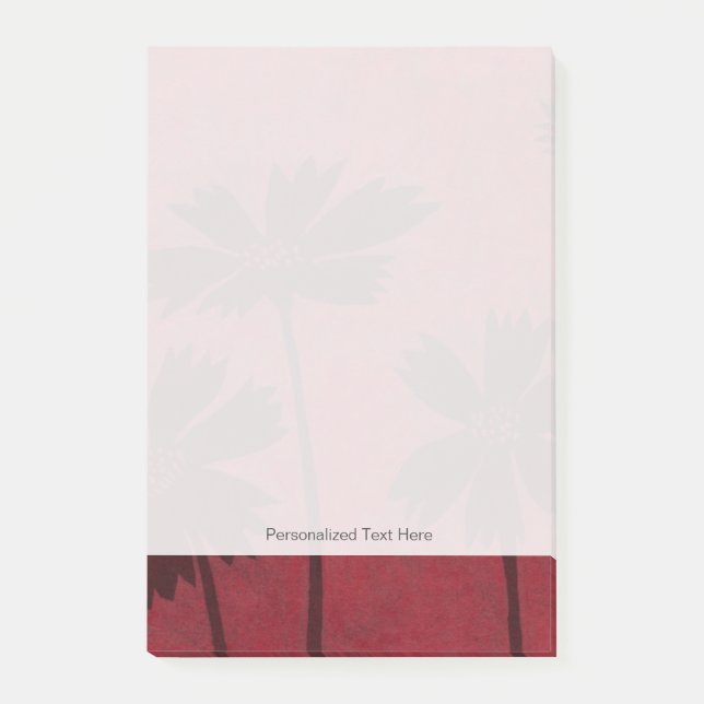 Flowerhead Silhouettes on Crimson Background Post-it Notes (Front)