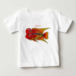 Flowerhorn cichlid fish cartoon illustration baby T-Shirt