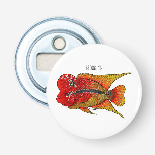 Flowerhorn cichlid fish cartoon illustration  bottle opener