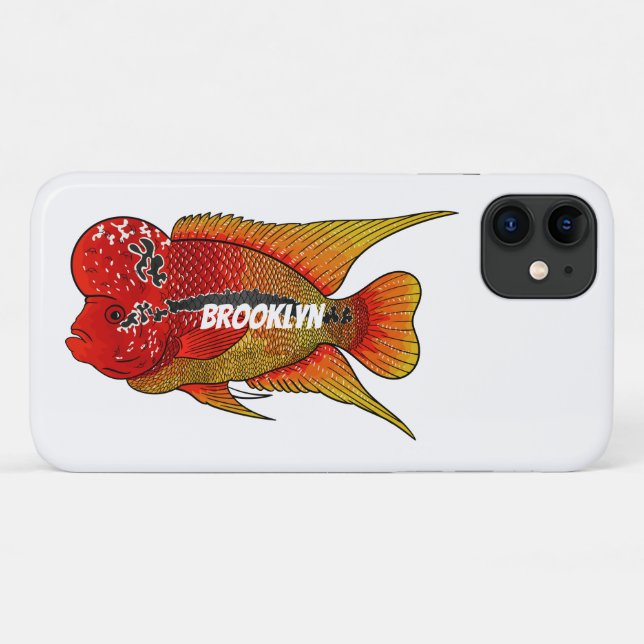 Flowerhorn cichlid fish cartoon illustration  Case-Mate iPhone case (Back (Horizontal))