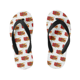 Flowerhorn cichlid fish cartoon illustration kid's thongs