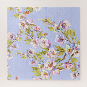 Flowering Apple Cherry Watercolor Pattern Jigsaw Puzzle