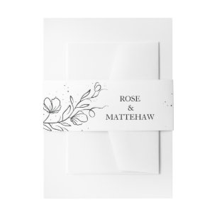 Flowering branch and drops of ink Invitation Invit Belly Band