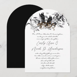 Flowering Branch Vintage Love Birds Wedding Invite