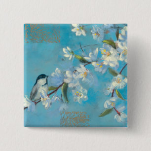 Flowering Branches 15 Cm Square Badge