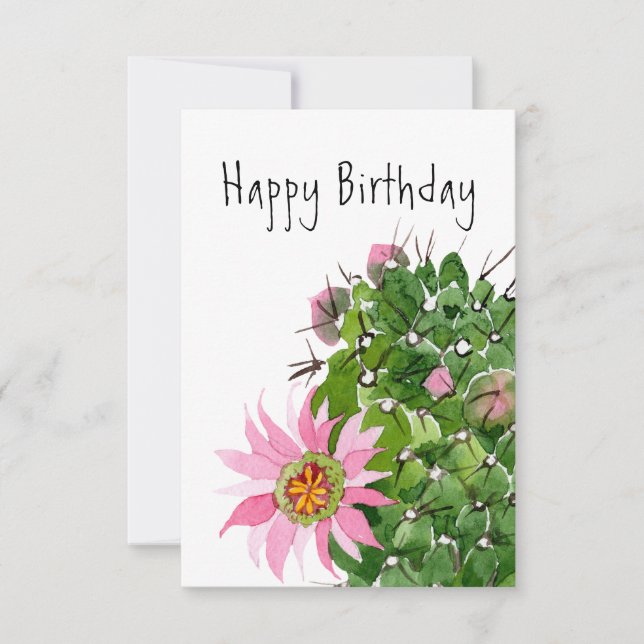 Flowering Cactus Birthday Card (Front)