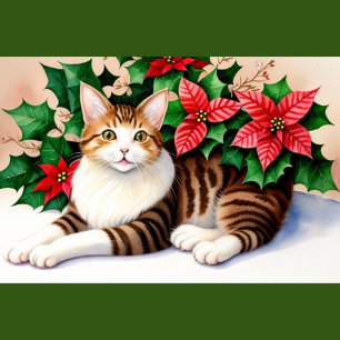 Flowering Cat Throw Pillow