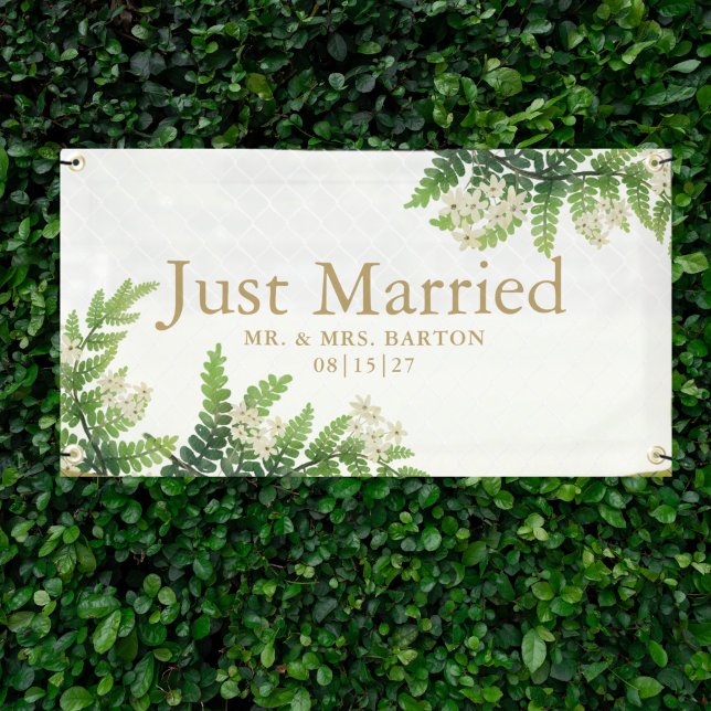 Flowering Ferns Just Married Car Banner (Creator Uploaded)