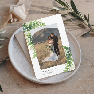 Flowering Ferns Photo Thank You Wedding Card