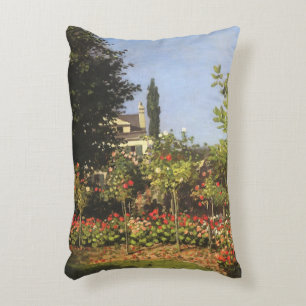Flowering Garden at Sainte Adresse by Claude Monet Decorative Cushion